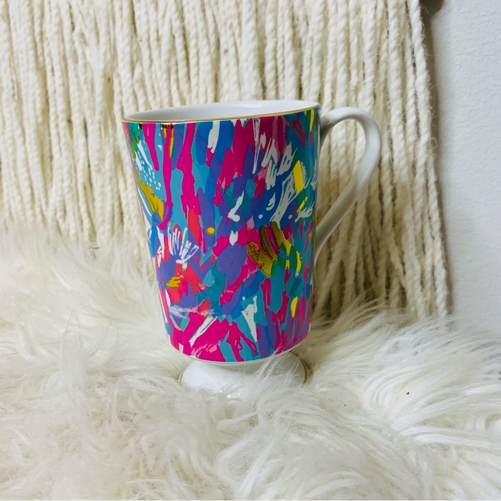 Lilly Pulitzer Sparkling Sands Gold Leaf Tea Mug